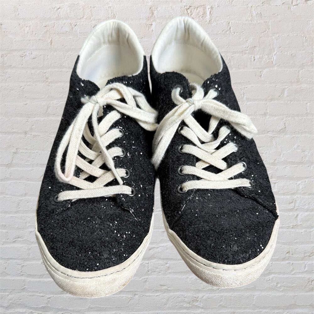 Old Navy Women’s Sneakers Size‎ 8 Black Glitter Lace Up Casual Shoes